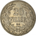 20 Fillér 1892-1914, KM# 483, Austro-Hungarian Empire, Hungary, Franz Joseph I
