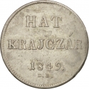 6 Kreuzers 1849, KM# 435, Austro-Hungarian Empire, Hungary, Ferdinand I & V