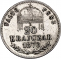 20 Kreuzers 1870-1872, KM# 452, Austro-Hungarian Empire, Hungary, Franz Joseph I