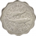 10 Cents 1966-1970, KM# 4, Bahamas, Elizabeth II