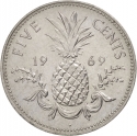 5 Cents 1966-1970, KM# 3, Bahamas, Elizabeth II