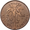 50 Centimes 1921-1929, KM# 23, Belgian Congo, Albert I