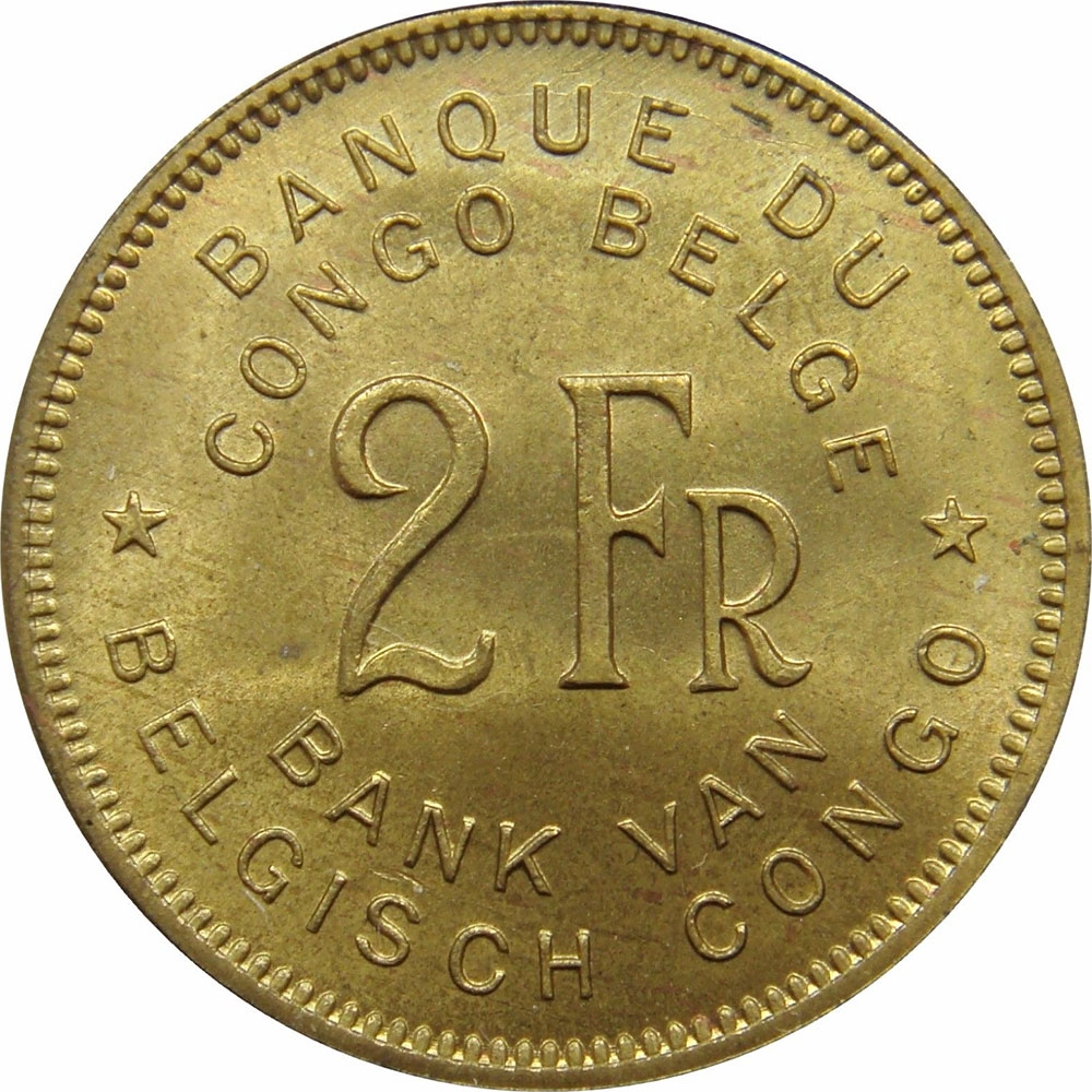 2 Francs 1946-1947, KM# 28, Belgian Congo, Leopold III