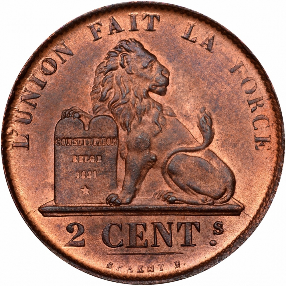 2 Centimes 1833-1865, KM# 4, Belgium, Leopold I