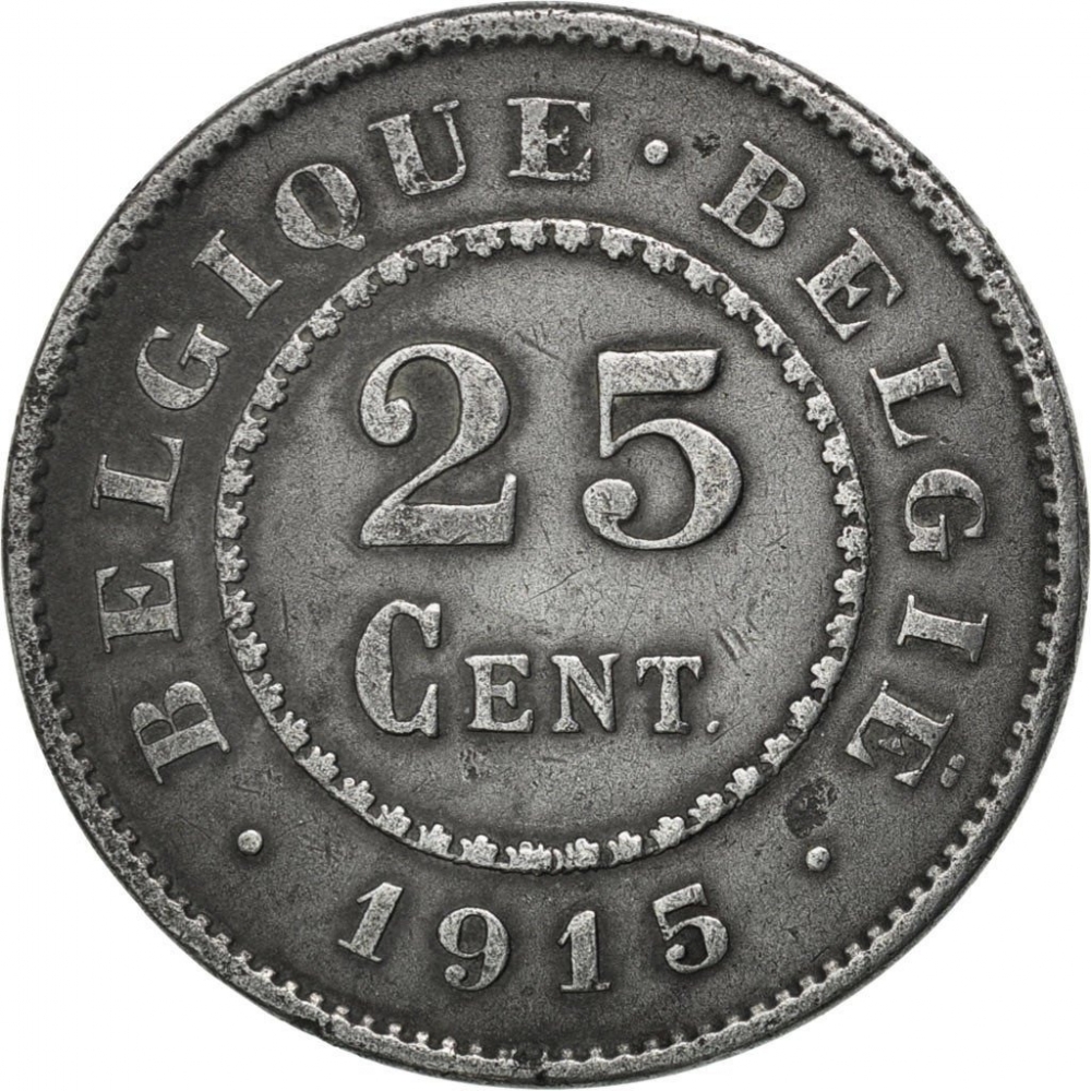 25 Centimes 1915-1918, KM# 82, Belgium