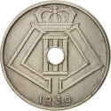 25 Centimes 1938-1939, KM# 114, Belgium, Leopold III