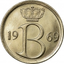 25 Centimes 1964-1975, KM# 154, Belgium, Baudouin