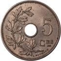 5 Centimes 1904-1907, KM# 54, Belgium, Leopold II