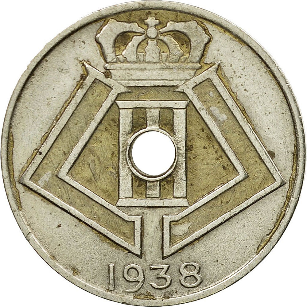 5 Centimes 1938-1939, KM# 110, Belgium, Leopold III