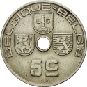 5 Centimes 1938-1939, KM# 110, Belgium, Leopold III