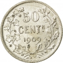 50 Centimes 1907-1909, KM# 61, Belgium, Leopold II