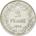 2 Francs 1911-1912, KM# 75, Belgium, Albert I