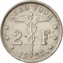2 Francs 1923-1930, KM# 92, Belgium, Albert I