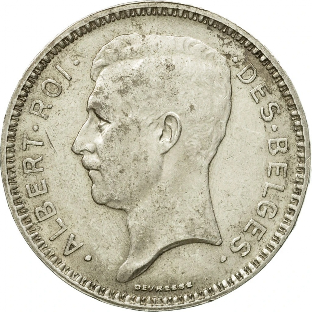 20 Francs 1933-1934, KM# 103, Belgium, Albert I