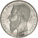 5 Francs 1865-1868, KM# 25, Belgium, Leopold II