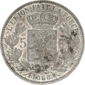 5 Francs 1865-1868, KM# 25, Belgium, Leopold II