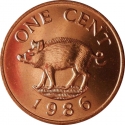 1 Cent 1986-1990, KM# 44, Bermuda, Elizabeth II