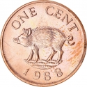 1 Cent 1986-1990, KM# 44, Bermuda, Elizabeth II