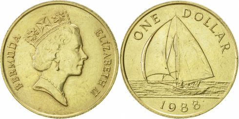RARE 1989 BERMUDA 1Dollar Q-Elizabeth II PROOF LIKECoin Ø39mm(+FREE1  coin)#18448