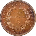 5 Bolivianos 1951, KM# 185, Bolivia