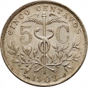 5 Centavos 1893-1919, KM# 173, Bolivia