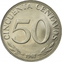 50 Centavos 1965-1980, KM# 190, Bolivia
