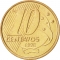10 Centavos 1998-2022, KM# 649, Brazil, T wholly inside stripes