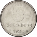 5 Cruzeiros 1980-1984, KM# 591, Brazil