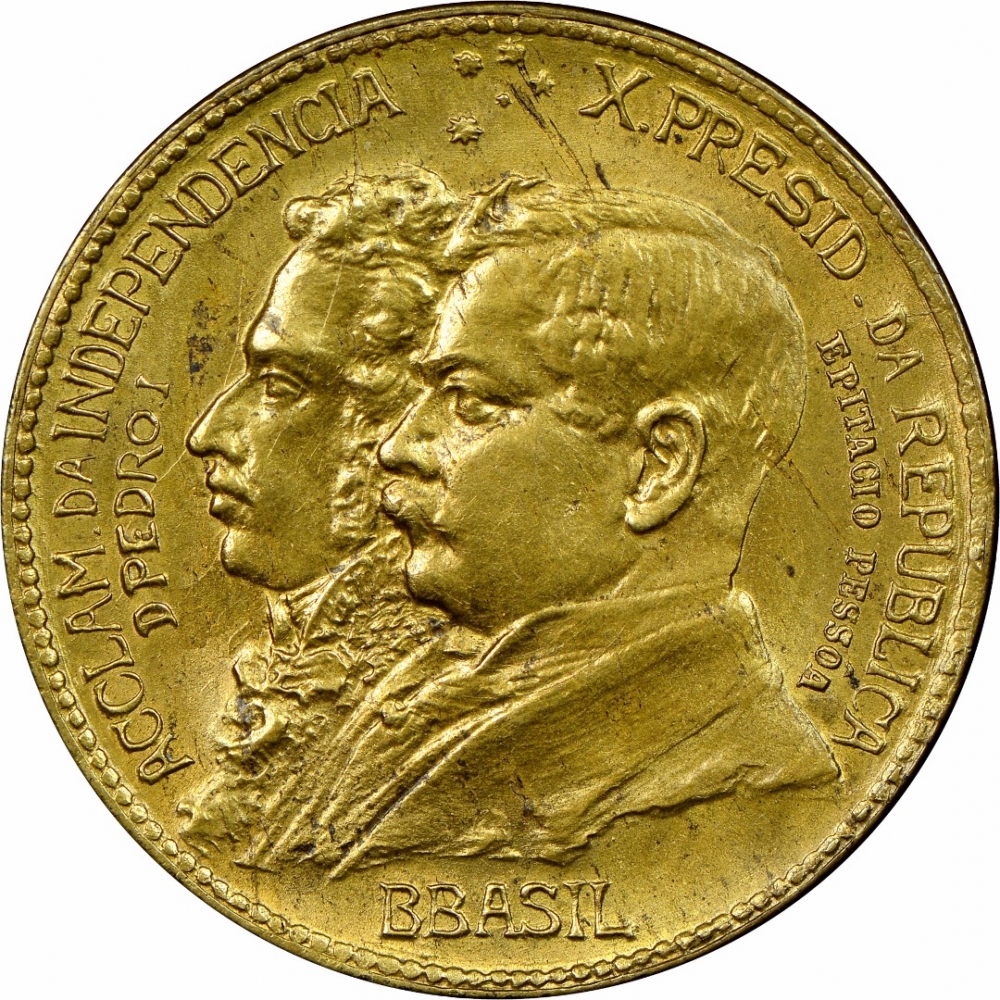 1000 Réis 1922, KM# 522, Brazil, Independence Centennial, Error 
