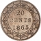 20 Cents 1865-1900, KM# 4, Newfoundland, Victoria