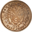 1/2 Penny 1842-1845, KM# Tn18, Lower Canada