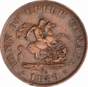 1/2 Penny 1850-1857, KM# Tn2, Upper Canada