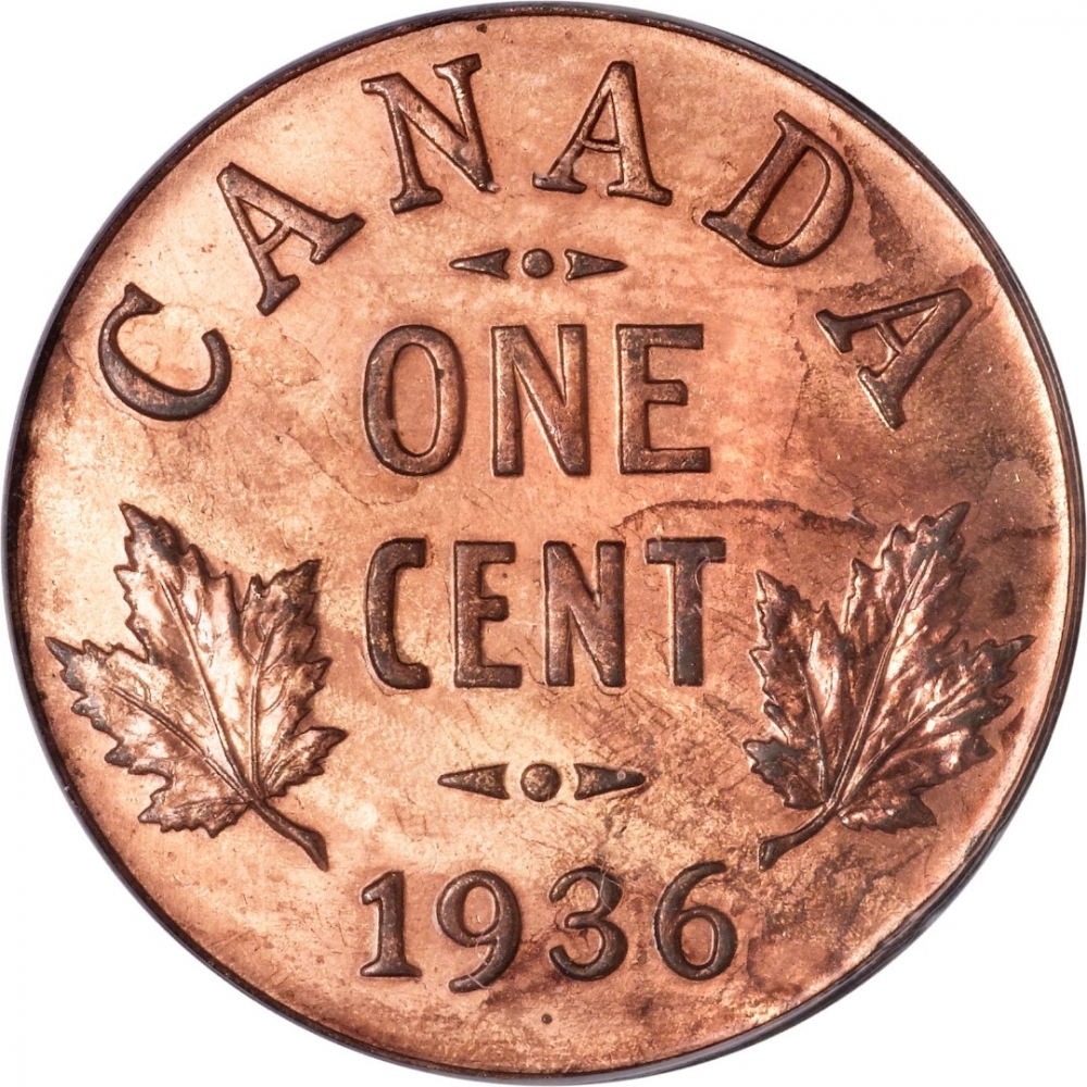 1 Cent 1920-1936, KM# 28, Canada, George V, 1936 Dot Issue