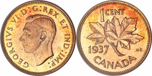 1947 Canada 1 One Cent Bronze Coin - PCGS MS 64 RD - KM# 32