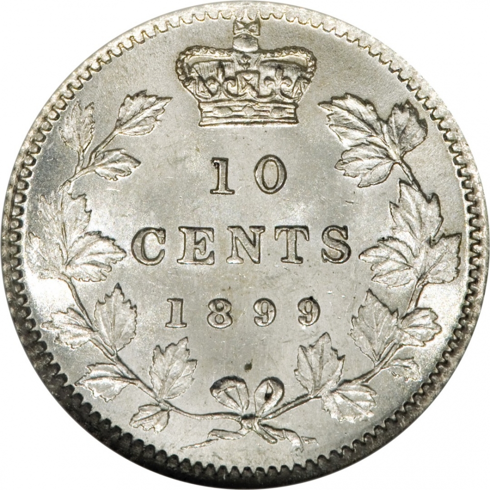 10 Cents 1858-1901, KM# 3, Canada, Victoria, 22 maple leaves