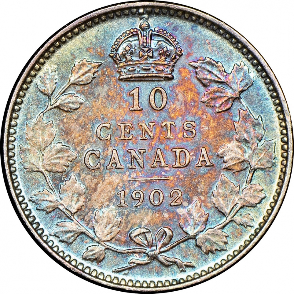 10 Cents 1902-1910, KM# 10, Canada, Edward VII, Victorian leaves