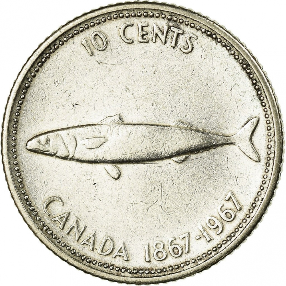 10 Cents 1967, KM# 67, Canada, Elizabeth II, 100th Anniversary of the Canadian Confederation