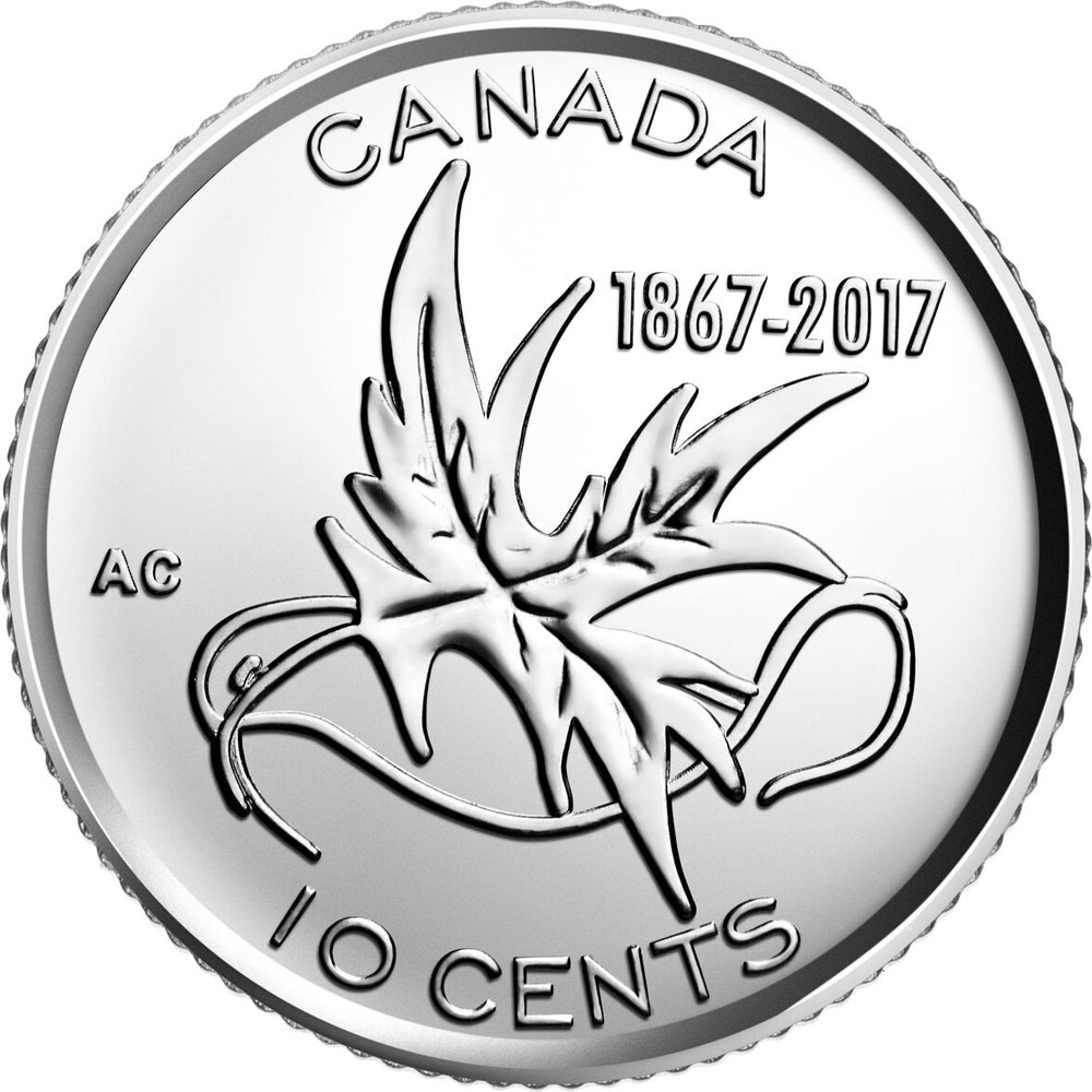 10 Cents 2017, KM# 2293, Canada, Elizabeth II, 150th Anniversary of the Canadian Confederation, Wings of Peace