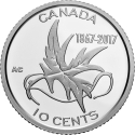 10 Cents 2017, KM# 2293a, Canada, Elizabeth II, 150th Anniversary of the Canadian Confederation, Wings of Peace