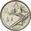25 Cents 2007-2008, KM# 686, Canada, Elizabeth II, Vancouver 2010 Winter Olympics, Alpine Skiing