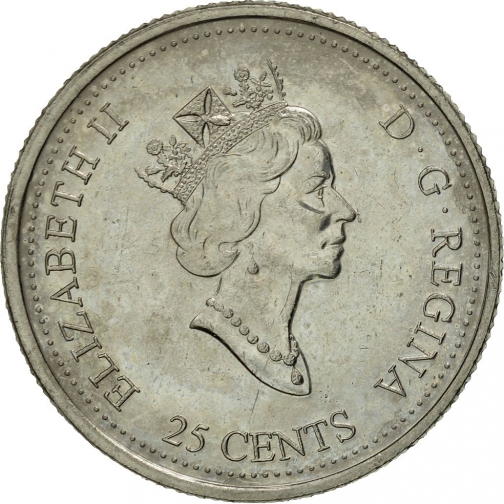 25 Cents 1999, KM# 345, Canada, Elizabeth II, Third Millennium, April, Our Northern Heritage