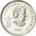 25 Cents 2007, KM# 685, Canada, Elizabeth II, Vancouver 2010 Winter Olympics, Biathlon