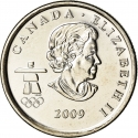 25 Cents 2009, KM# 840, Canada, Elizabeth II, Vancouver 2010 Winter Olympics, Cross-Country Skiing