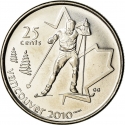 25 Cents 2009, KM# 840, Canada, Elizabeth II, Vancouver 2010 Winter Olympics, Cross-Country Skiing