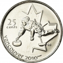 25 Cents 2007, KM# 682, Canada, Elizabeth II, Vancouver 2010 Winter Olympics, Curling