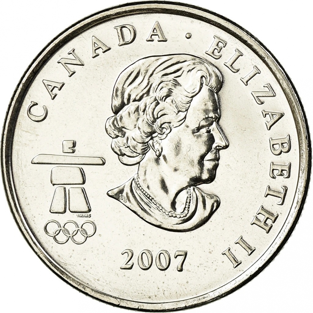 25 Cents 2007, KM# 683, Canada, Elizabeth II, Vancouver 2010 Winter Olympics, Ice Hockey