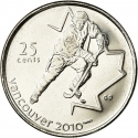 25 Cents 2007, KM# 683, Canada, Elizabeth II, Vancouver 2010 Winter Olympics, Ice Hockey