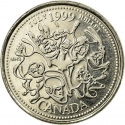 25 Cents 1999, KM# 348, Canada, Elizabeth II, Third Millennium, July, A Nation of People