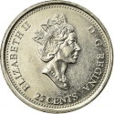 25 Cents 1999, KM# 346, Canada, Elizabeth II, Third Millennium, May, The Voyageurs