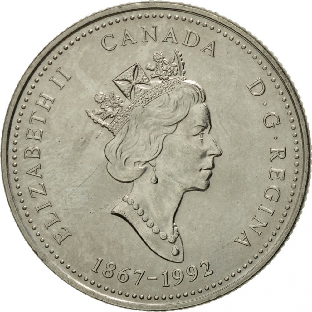 25 Cents 1992, KM# 231, Canada, Elizabeth II, 125th Anniversary of the Canadian Confederation, Nova Scotia